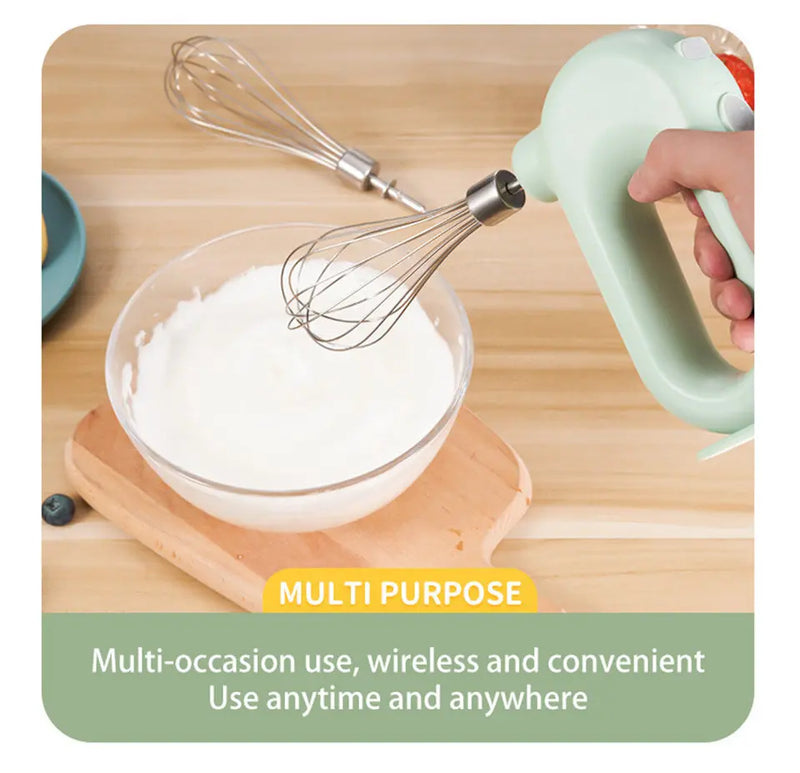 USB Electric Blender Wireless Portable Mixers with 2 Mixing Head Food Mixer Handheld Rechargeable Whisks Dough Stirrer Eggbeater