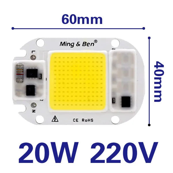 2 Pieces LED COB Bulb Chip 20W 30W 50W Smart IC 110V 230V Chip For DIY Flood Light Day White Cold White Warm White LED Beads