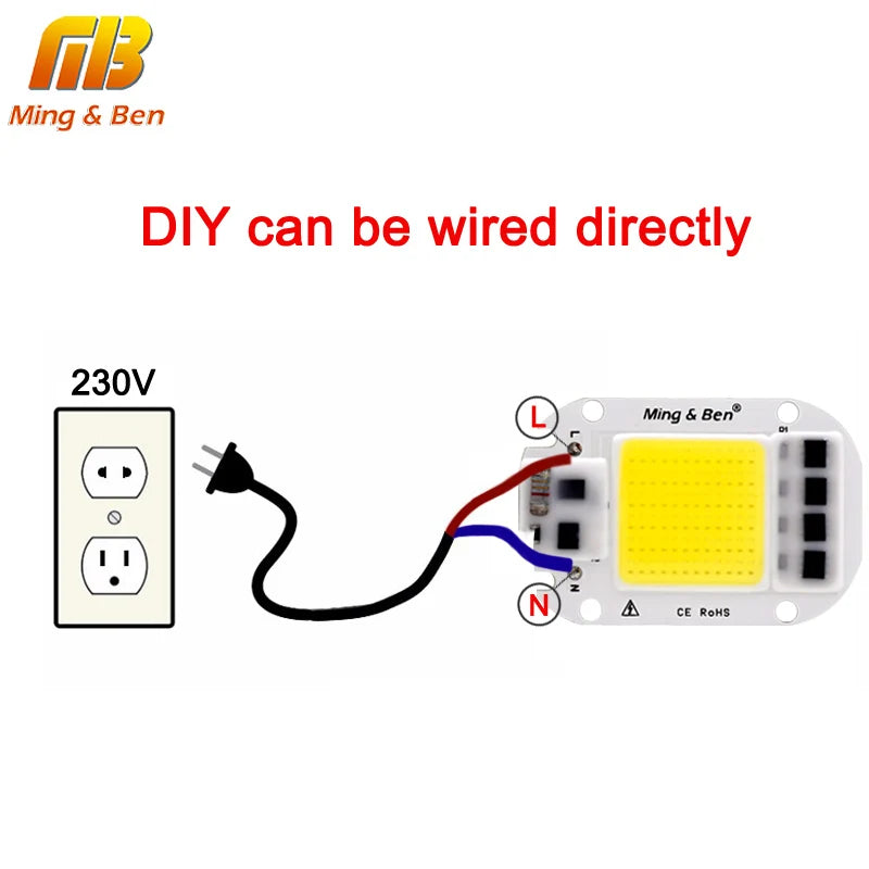 2 Pieces LED COB Bulb Chip 20W 30W 50W Smart IC 110V 230V Chip For DIY Flood Light Day White Cold White Warm White LED Beads