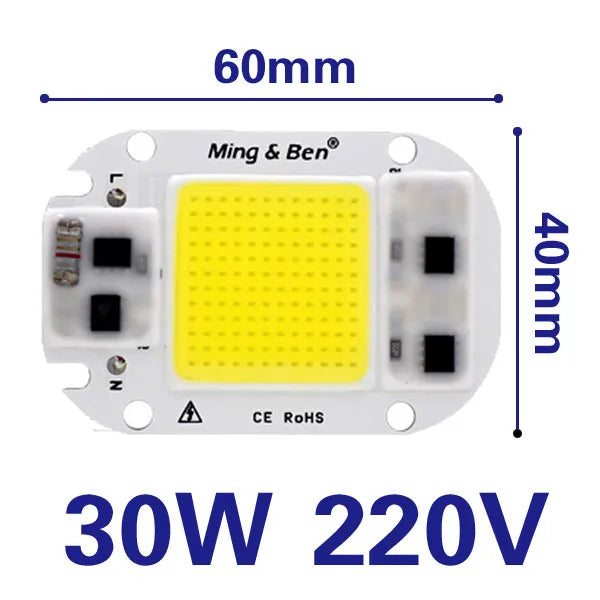 2 Pieces LED COB Bulb Chip 20W 30W 50W Smart IC 110V 230V Chip For DIY Flood Light Day White Cold White Warm White LED Beads