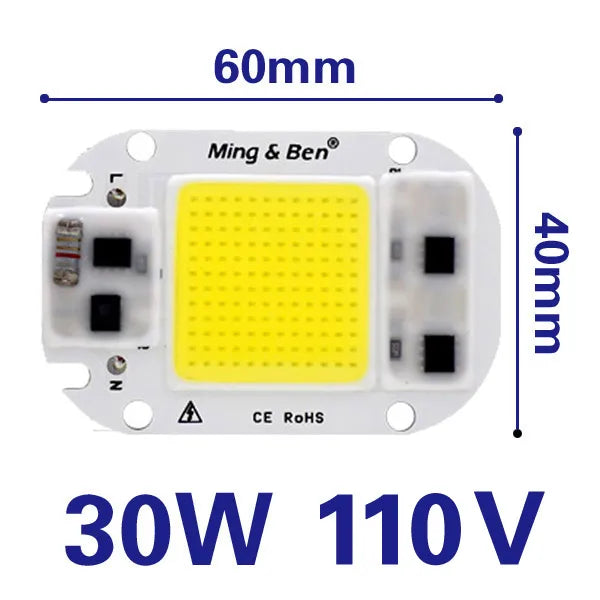 2 Pieces LED COB Bulb Chip 20W 30W 50W Smart IC 110V 230V Chip For DIY Flood Light Day White Cold White Warm White LED Beads