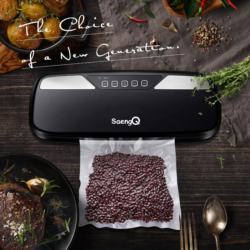 saengQ Best Electric Vacuum Food Sealer Packaging Machine For Home Kitchen Food Saver Bags Commercial Vacuum Food Sealing