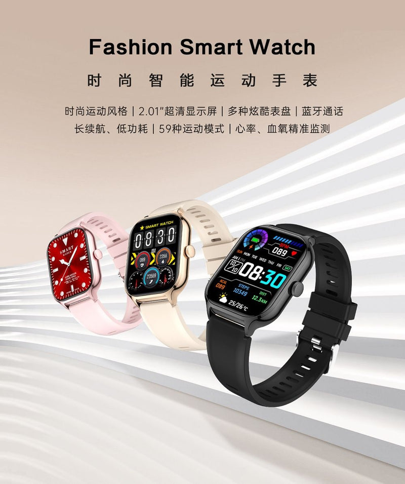 Z49 (Hryfine) Bluetooth Calling Alarm Clock Information Music Flashlight Sleep Heart Rate Blood Pressure Smart Watch