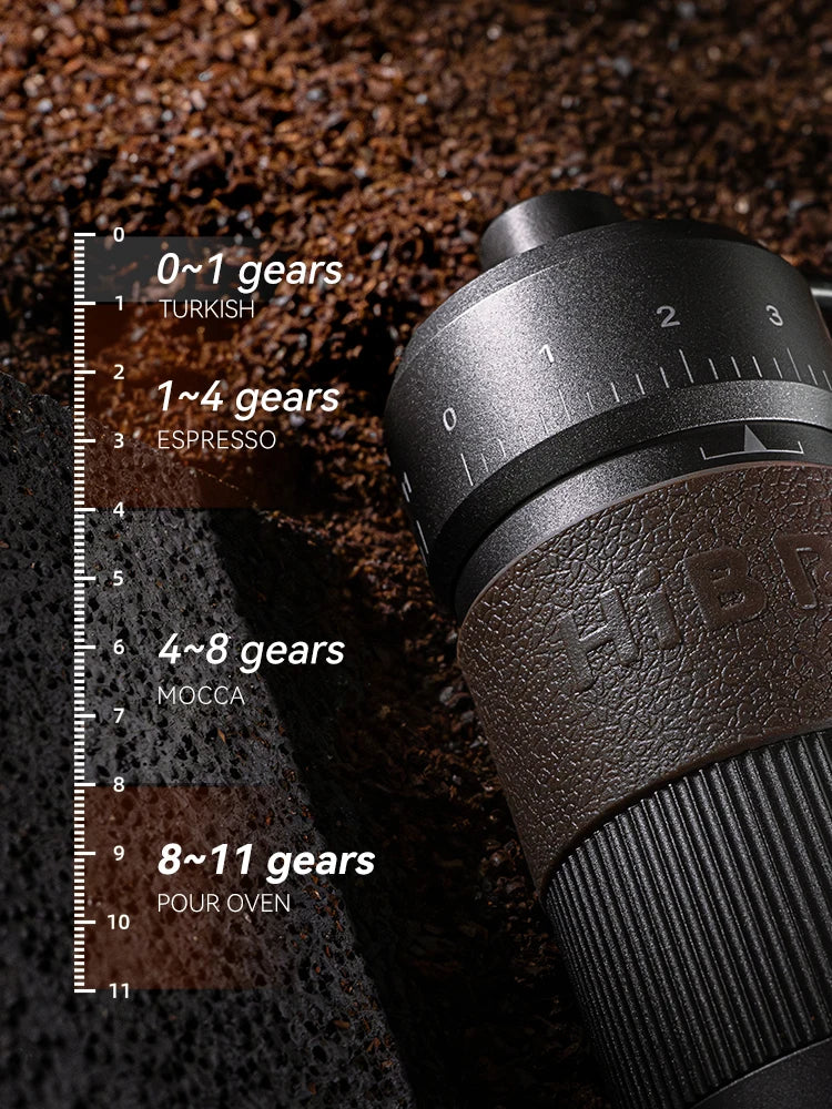 HiBREW Manual Coffee Grinder Aluminum Conical Burr Capacity 22g Hand Coffee Grinder with 11 Levels Adjustable Setting Pour Over