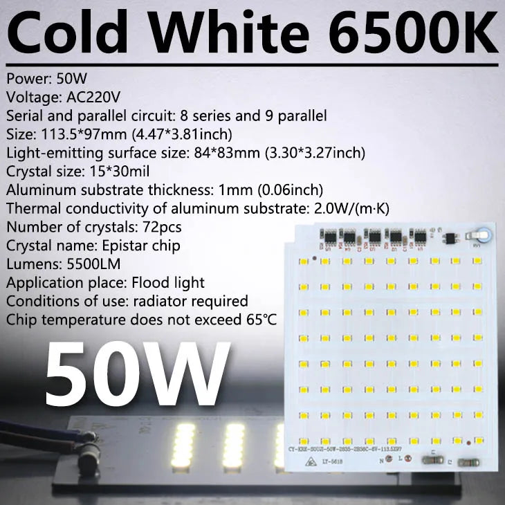 Super Bright LED Lamp Chips 220V SMD Bulb 2835 Smart IC Led Light Input 10W 20W 30W 50W 100W For Outdoor FloodLight Garden Light