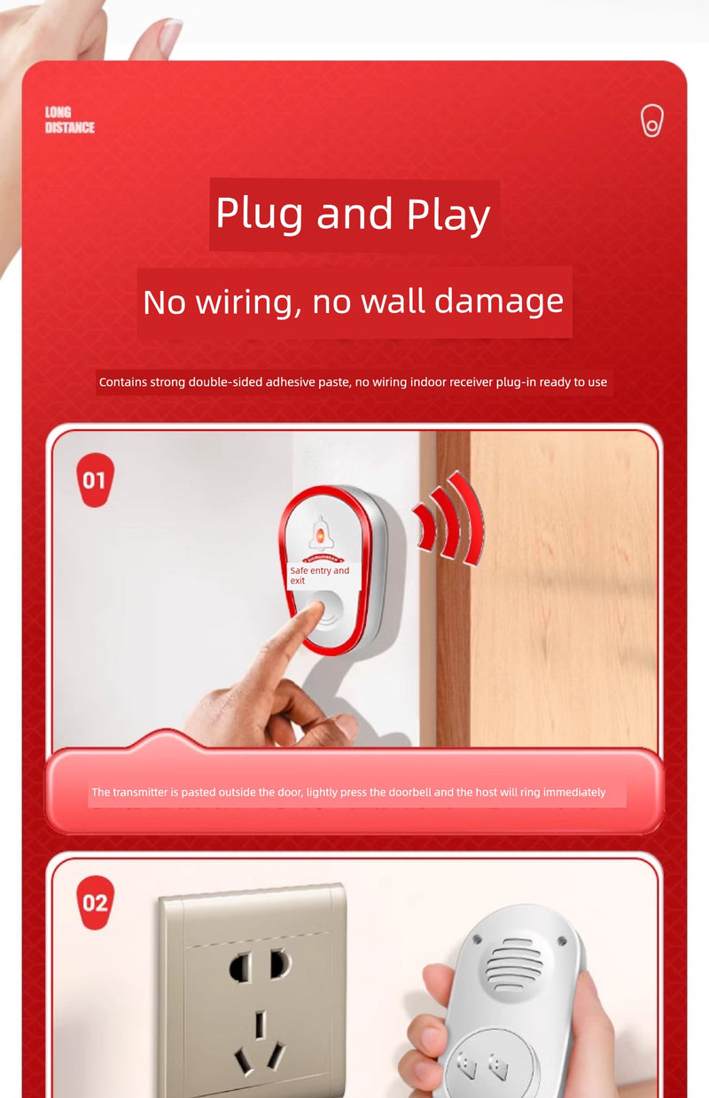 For Home Wireless Smart Ultra Distance Ding Dong Doorbell