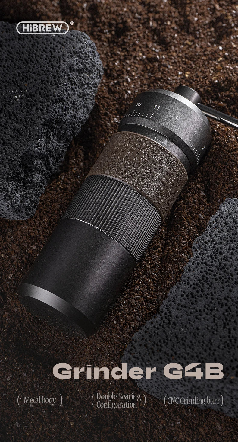 HiBREW Manual Coffee Grinder Aluminum Conical Burr Capacity 22g Hand Coffee Grinder with 11 Levels Adjustable Setting Pour Over