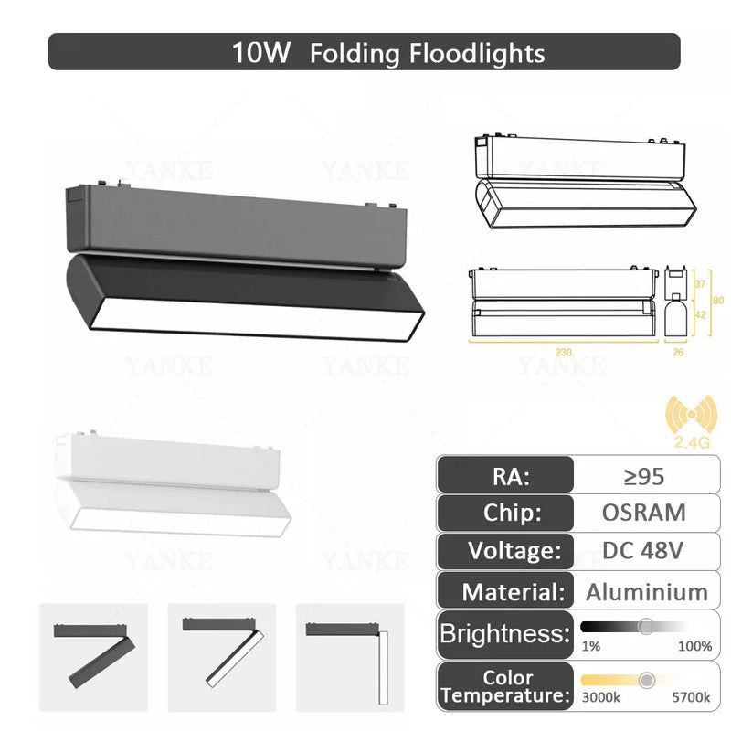 Remote Control LED Smart Track Lights Magnetic Rail Lighting Ultra Thin 6mm Surface Mounted Ceiling System Spodlight Floodlight