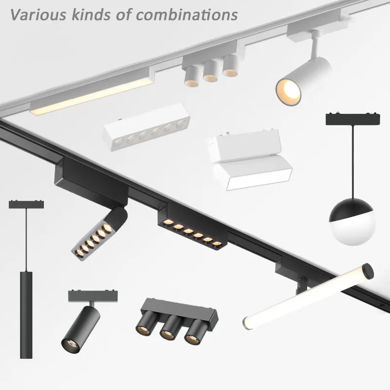 Remote Control LED Smart Track Lights Magnetic Rail Lighting Ultra Thin 6mm Surface Mounted Ceiling System Spodlight Floodlight