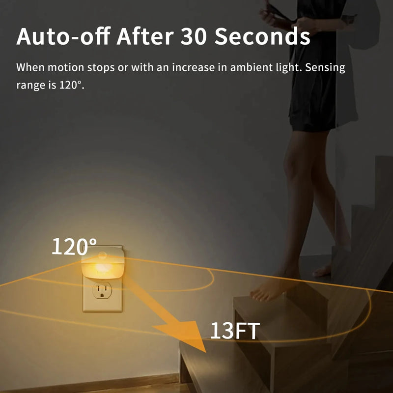 LED Night Light EU Plug In Smart Motion Sensor Light 220V Wall Lamp for Home Aisle WC Hallway Stair Kitchen Bedroom Night Lamp