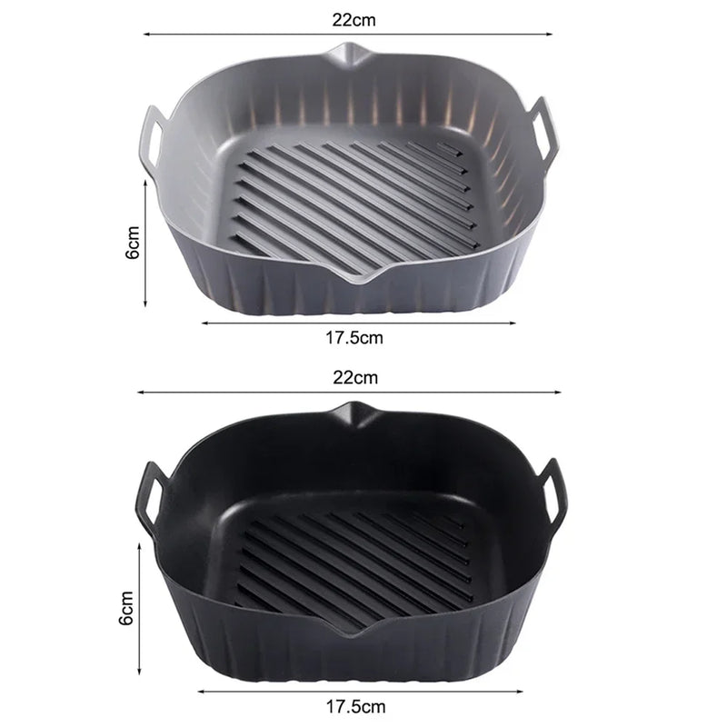 21CM Silicone Air Fryers Liner Basket Square Reusable AirFryers Pot Tray Heat Resistant Food Baking AirFryers Oven Accessories