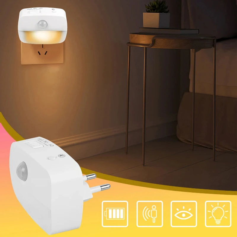 LED Night Light EU Plug In Smart Motion Sensor Light 220V Wall Lamp for Home Aisle WC Hallway Stair Kitchen Bedroom Night Lamp