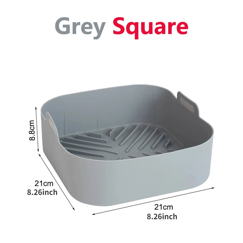 21CM Silicone Air Fryers Liner Basket Square Reusable AirFryers Pot Tray Heat Resistant Food Baking AirFryers Oven Accessories