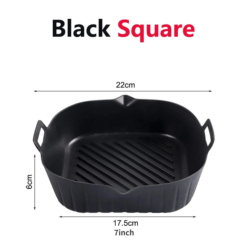 21CM Silicone Air Fryers Liner Basket Square Reusable AirFryers Pot Tray Heat Resistant Food Baking AirFryers Oven Accessories