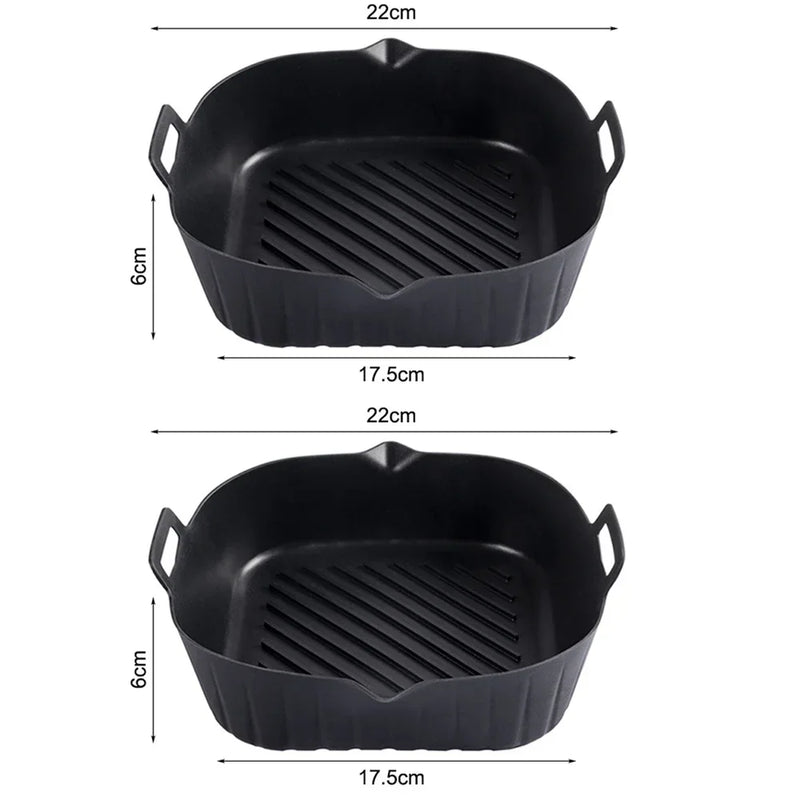 21CM Silicone Air Fryers Liner Basket Square Reusable AirFryers Pot Tray Heat Resistant Food Baking AirFryers Oven Accessories