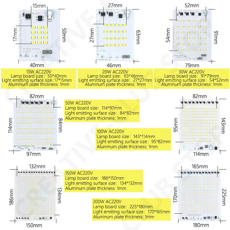 Super Bright LED Lamp Chips 220V SMD Bulb 2835 Smart IC Led Light Input 10W 20W 30W 50W 100W For Outdoor FloodLight Garden Light