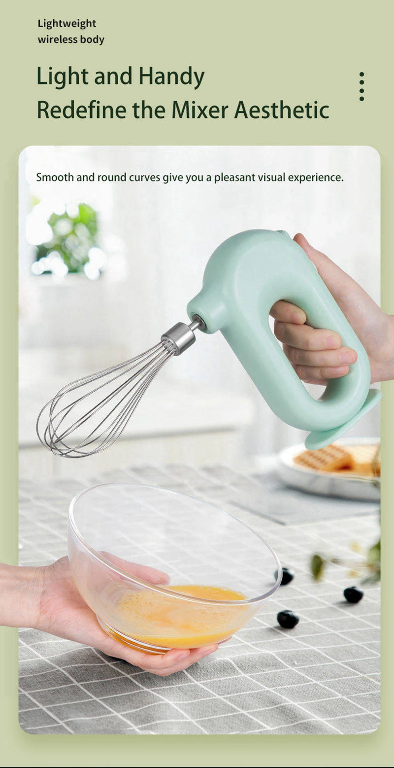 USB Electric Blender Wireless Portable Mixers with 2 Mixing Head Food Mixer Handheld Rechargeable Whisks Dough Stirrer Eggbeater