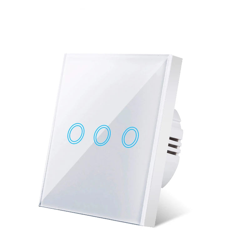 EU Touch Switch LED Crystal Glass Panel Wall Lamp Light Switch 1/2/3 Gang AC100-240V LED Sensor Switches Interruttore