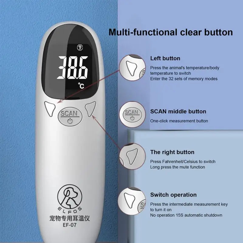 Pet Dog Cat Ear Digital Thermometer Animal Thermometers For Cats Animal Measuring Non-Contact Electronic For Home and Clinic Use