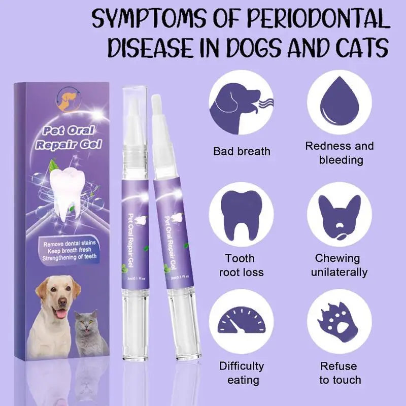 Dog Teeth Cleaning Gel Tooth Repair Teeth Brushing Cleaner Dog Oral Cleansing Gel Pet Breath Freshener Tooth Repair Stain