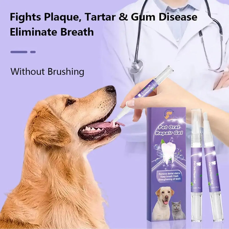 Dog Teeth Cleaning Gel Tooth Repair Teeth Brushing Cleaner Dog Oral Cleansing Gel Pet Breath Freshener Tooth Repair Stain