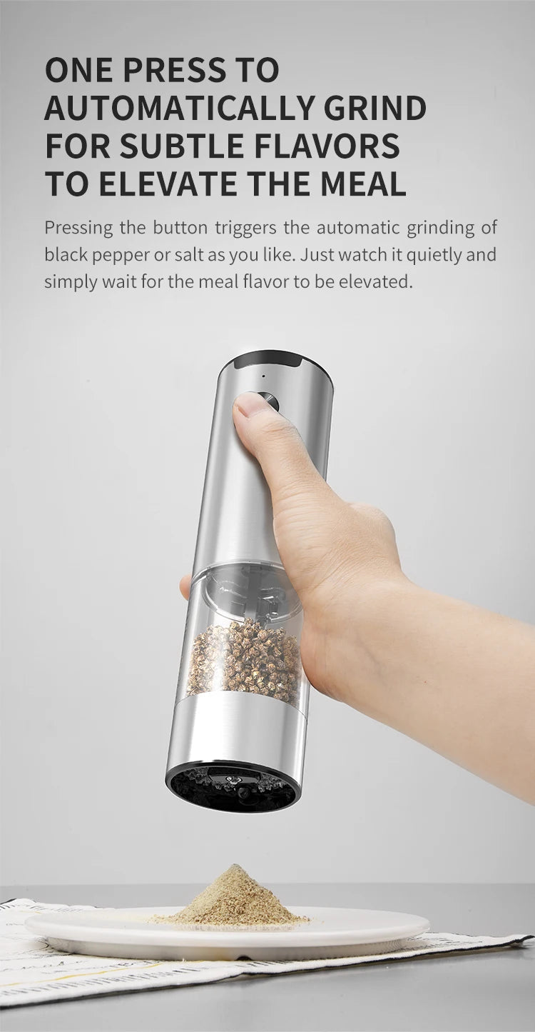 Electric Automatic Mill Pepper And Salt Grinder With LED Light Adjustable Coarseness Grinder Kitchen Tools