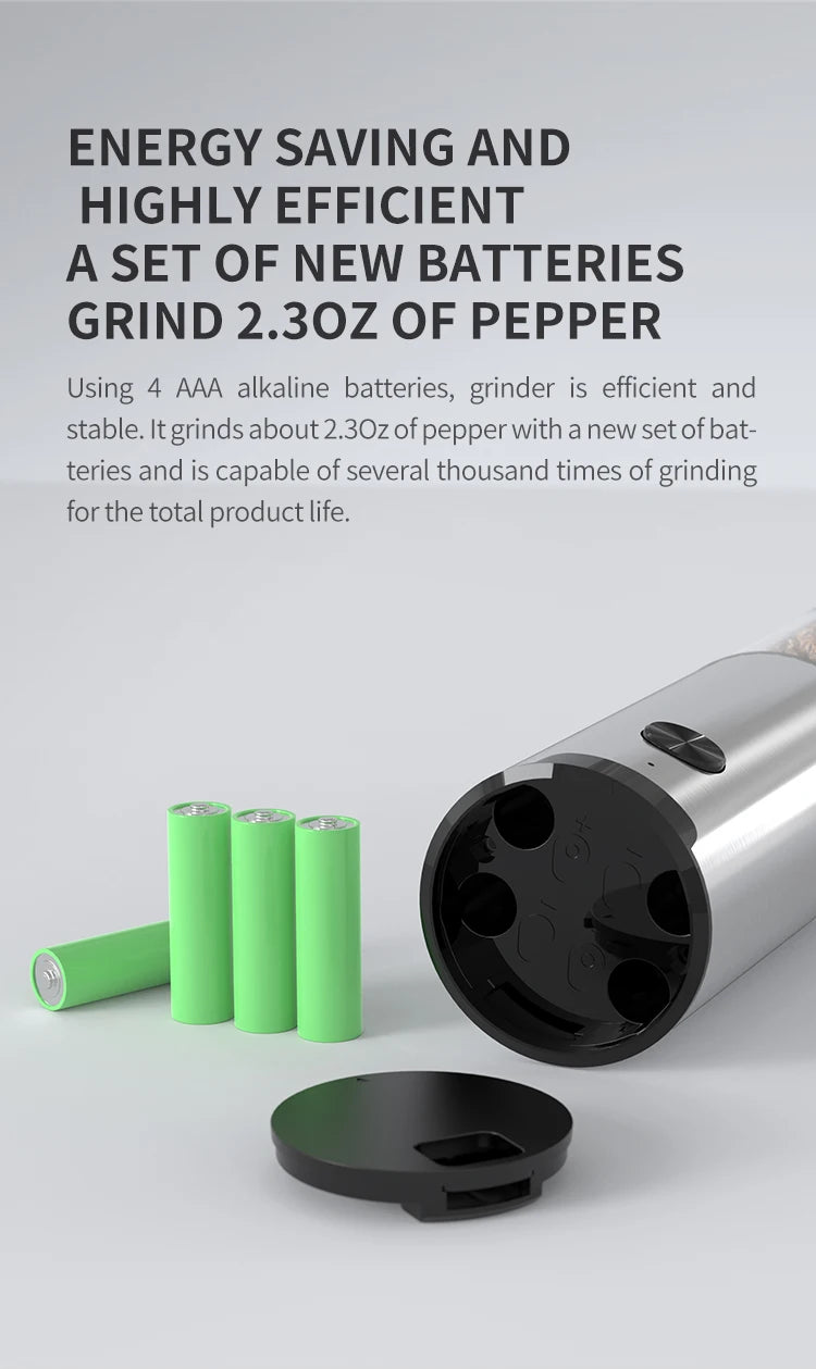 Electric Automatic Mill Pepper And Salt Grinder With LED Light Adjustable Coarseness Grinder Kitchen Tools