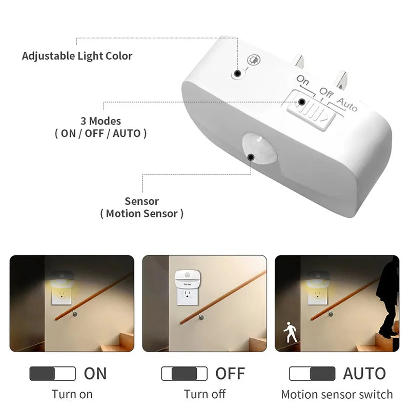 LED Night Light EU Plug In Smart Motion Sensor Light 220V Wall Lamp for Home Aisle WC Hallway Stair Kitchen Bedroom Night Lamp
