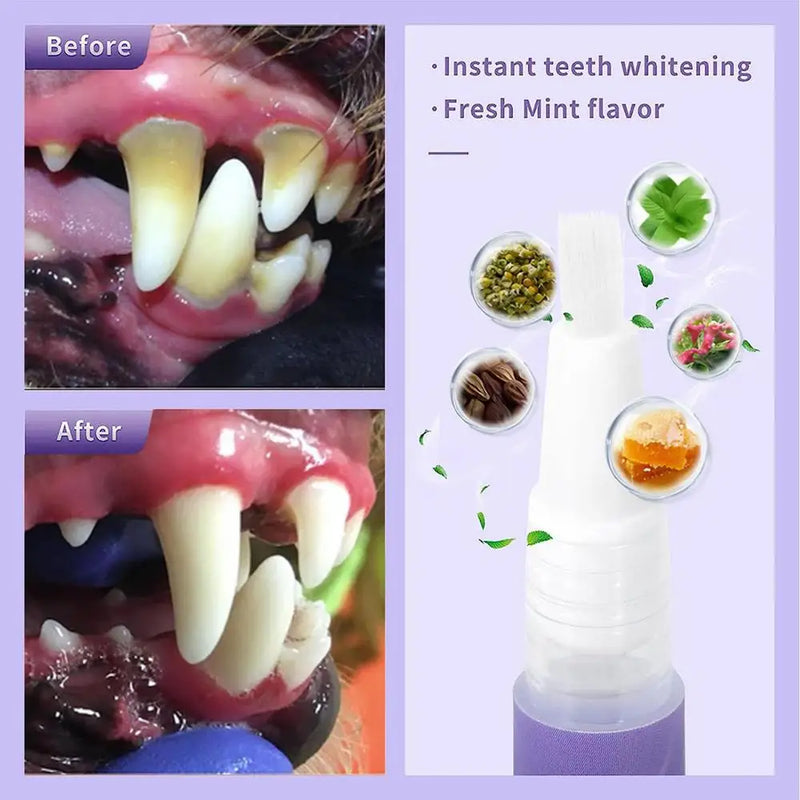 Dog Teeth Cleaning Gel Tooth Repair Teeth Brushing Cleaner Dog Oral Cleansing Gel Pet Breath Freshener Tooth Repair Stain