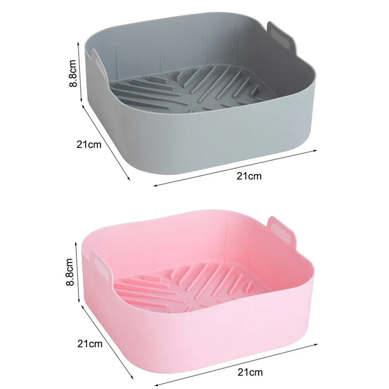 21CM Silicone Air Fryers Liner Basket Square Reusable AirFryers Pot Tray Heat Resistant Food Baking AirFryers Oven Accessories