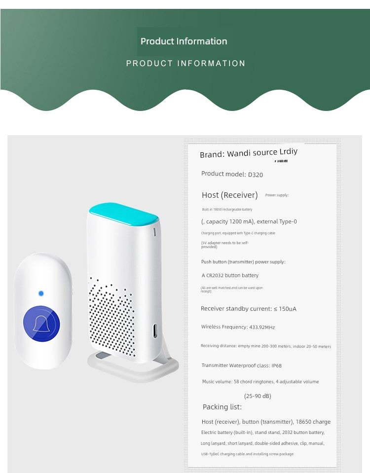 Ultra Distance Patient Bedside Waterproof Smart Doorbell