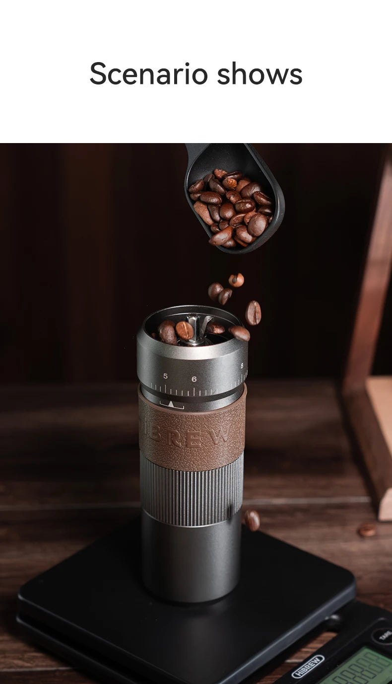 HiBREW Manual Coffee Grinder Aluminum Conical Burr Capacity 22g Hand Coffee Grinder with 11 Levels Adjustable Setting Pour Over