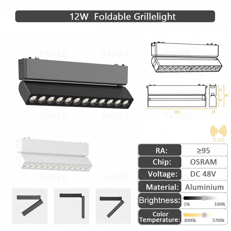 Remote Control LED Smart Track Lights Magnetic Rail Lighting Ultra Thin 6mm Surface Mounted Ceiling System Spodlight Floodlight