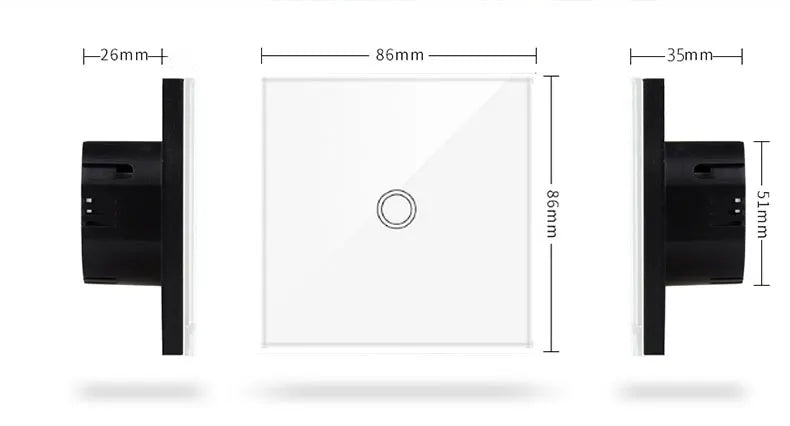 EU Touch Switch LED Crystal Glass Panel Wall Lamp Light Switch 1/2/3 Gang AC100-240V LED Sensor Switches Interruttore