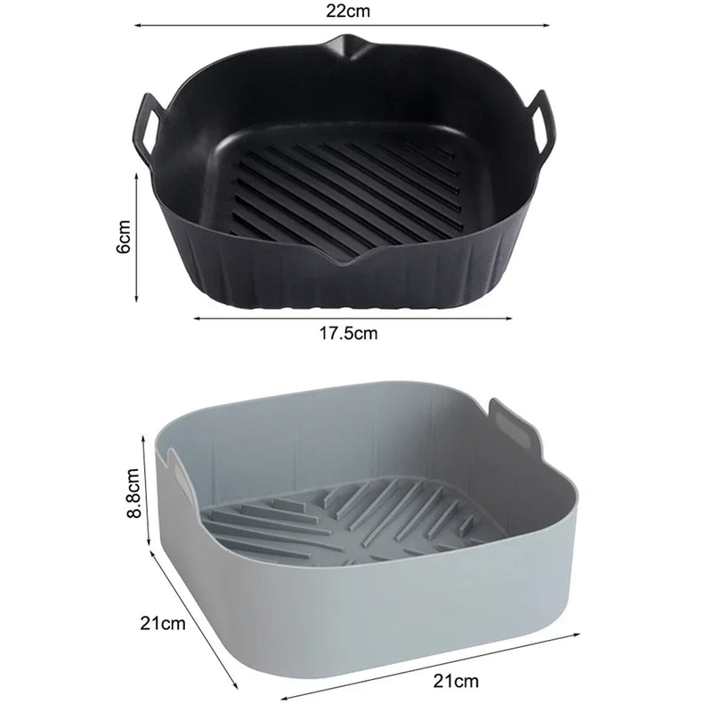 21CM Silicone Air Fryers Liner Basket Square Reusable AirFryers Pot Tray Heat Resistant Food Baking AirFryers Oven Accessories