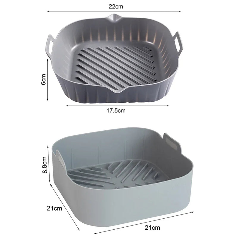 21CM Silicone Air Fryers Liner Basket Square Reusable AirFryers Pot Tray Heat Resistant Food Baking AirFryers Oven Accessories