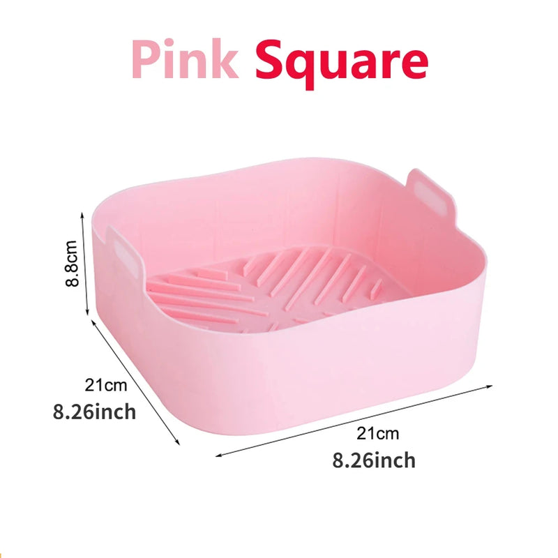 21CM Silicone Air Fryers Liner Basket Square Reusable AirFryers Pot Tray Heat Resistant Food Baking AirFryers Oven Accessories