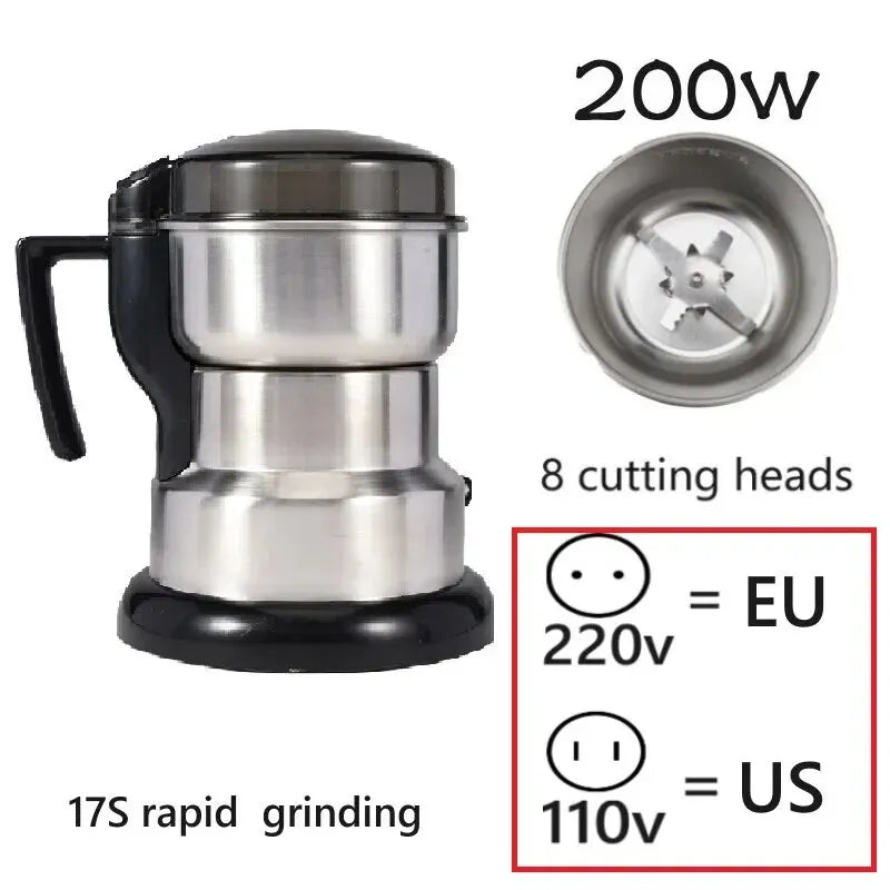 High Power Electric Coffee Grinder Kitchen Cereal Nuts Beans Spices Grains Grinder Machine Multifunctional Home Coffee Grinder